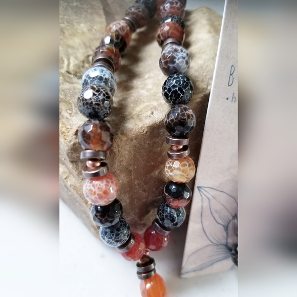 Artisanal Agate Necklace & Earring Set OOAK - Picture 6 of 7